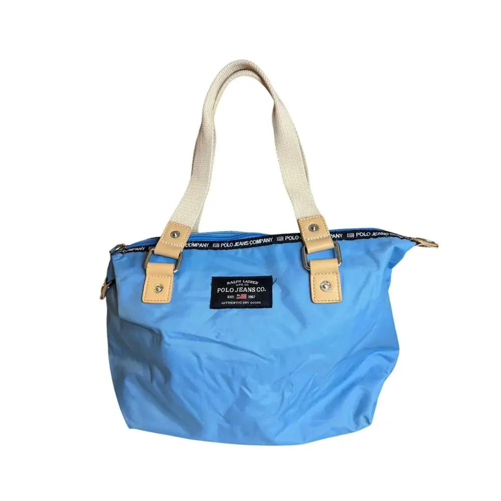Vintage Y2K Polo Jeans Company Nylon Top Handle Bag Blue